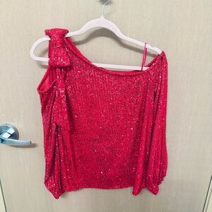 CeCe Pink Sequin Blouse size small